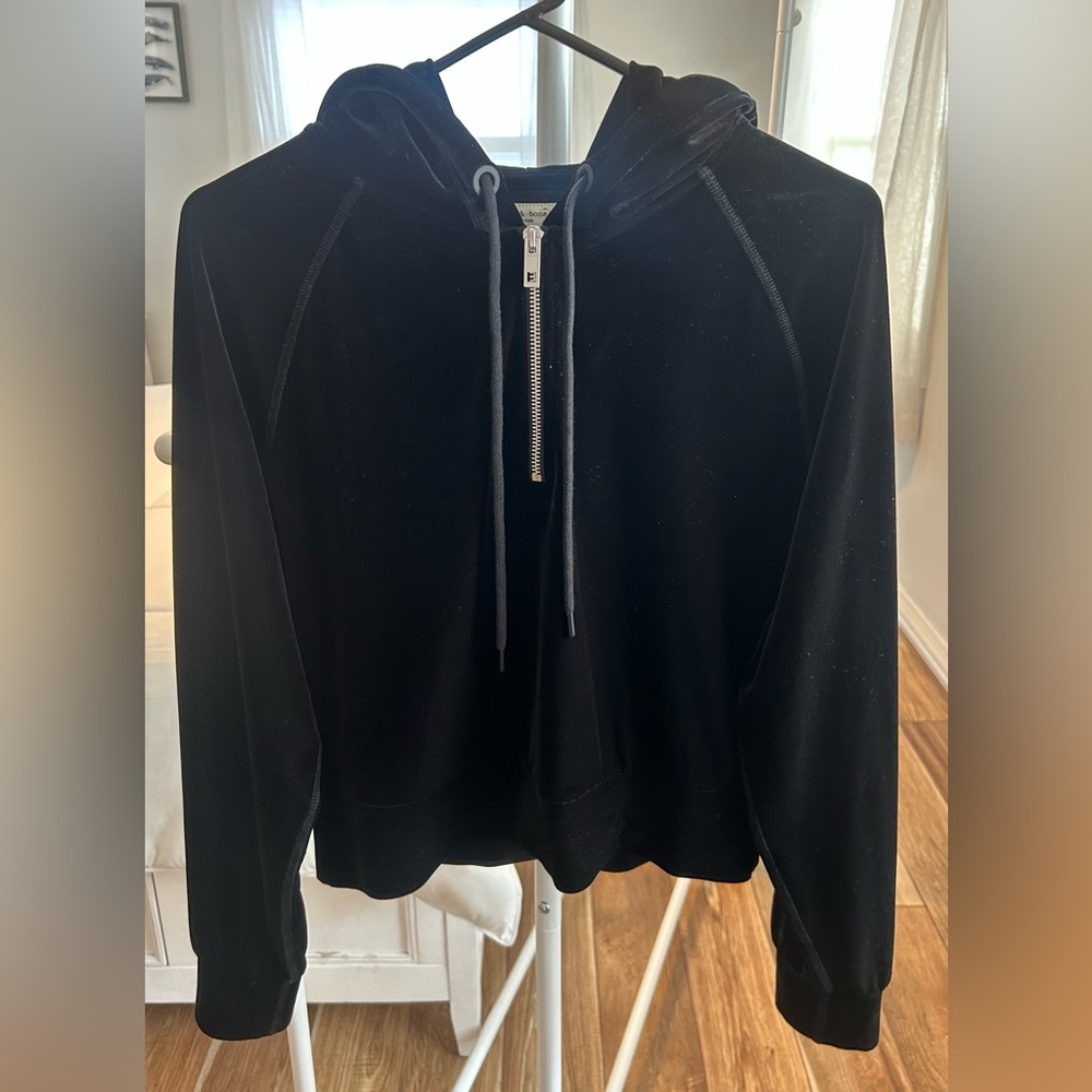 Rag & Bone Black Velvet Cropped Hoodie Top Women's Small New With Tags
